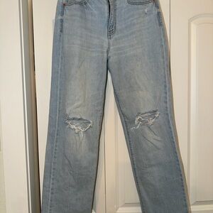 Stylish Light Blue Straight Leg Jeans